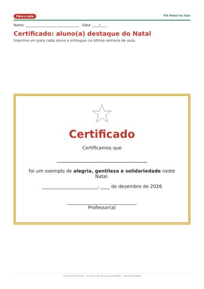 Certificado de aluno destaque